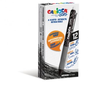 carioca oops boligrafo borrable retractil tinta termo sensible empuñadura ergonomica triangular punta de Ø 0.7mm recambios compatibles color negro