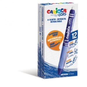 carioca oops boligrafo borrable retractil tinta termo sensible empuñadura ergonomica triangular punta de Ø 0.7mm recambios compatibles color azul