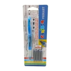 carioca primary pack de 1 boligrafo recargable + 4 cartuchos punta roller de acero inoxidable dosificador de flujo constante color azul