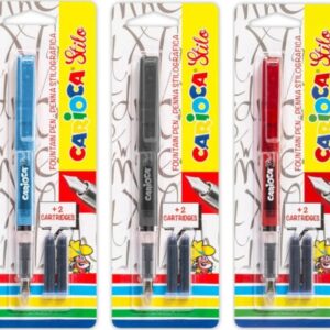 carioca pack de 1 pluma estilografica + 2 cartuchos cartuchos estandar de tinta azul escritura suave y precisa colores del cuerpo surtidos aleatorios