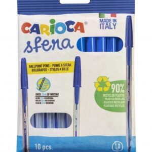 carioca sfera flowpack pack de 10 de boligrafo punta Ø 1mm capuchon y retro del color de la tinta escritura super deslizante paquete de papel color azul