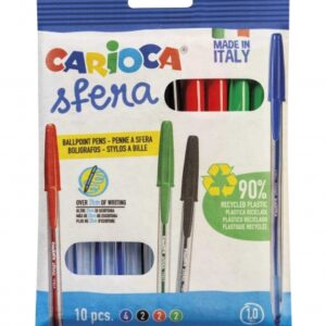 carioca sfera flowpack pack de 10 boligrafos punta Ø 1mm capuchon y retro del color de la tinta escritura super deslizante paquete de papel color varios