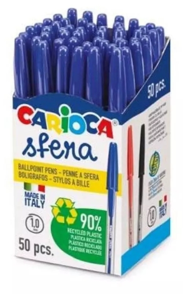 carioca sfera boligrafos punta Ø 1mm escritura super deslizante fabricado con 90% de plastico reciclado color azul
