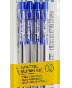 carioca sfera pack de 4 boligrafos retractiles punta Ø 1mm click facil y comodo escritura suave y fluida color azul