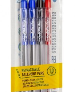 pack carioca sfera pack de 4 boligrafos retractiles punta Ø 1mm boligrafos retractiles click facil y comodo escritura suave y fluida color varios