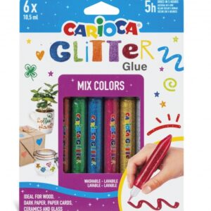 carioca glitter glue multiglitter blister de 6 tubitos de cola de color para decorar con efecto glitter se aplica directamente sobre la superficie seca en 30 minutos color varios