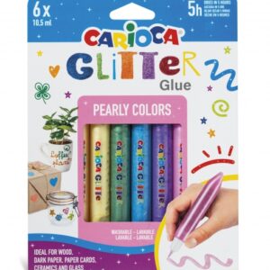 carioca glitter glue pearly blister de 6 tubitos de cola de color efecto glitter aplicacion directa secado en 30 minutos color varios