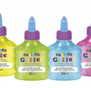 carioca glitter glue pack de 12 botellas de 88ml tapa con dispensador decoracion con efecto glitter aplicacion directa secado en 30 minutos sin disolventes color varios