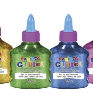 carioca glitter glue pack de 12 botellas de 88ml tapa con dispensador decoracion con efecto glitter aplicacion directa secado en 30 minutos sin disolventes color varios