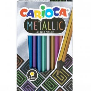carioca metallic pack de 12 lapices hexagonales metalicos colores cubrientes ideales para superficies oscuras mina premium de Ø 3.3mm resistente a las caidas faciles de afilar color varios