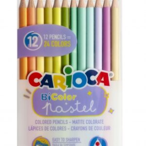 carioca bi color pack de 12 lapices 24 colores pastel cuerpo triangular colores brillantes y lavables escritura blanda color varios