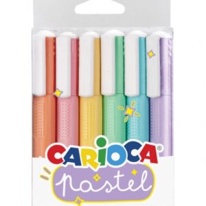 carioca pack de 6 subrayadores pastel tinta a base de agua punta biselada tinta lavable color varios