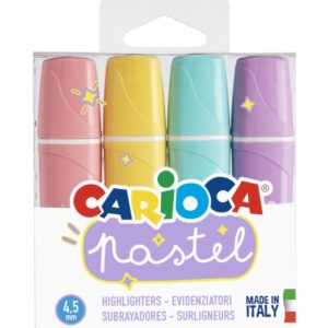 carioca memolight pack de 4 subrayadores pastel tinta a base de agua y lavable punta biselada color varios