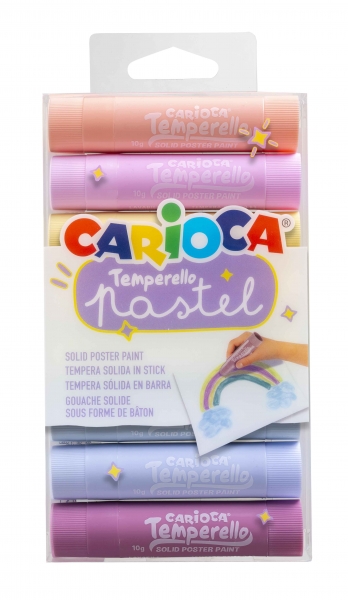 carioca temperello pack de 8 temperas solidas gran cobertura faciles de mezclar sin disolventes y lavables secado rapido colores pastel surtidos