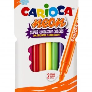 carioca neon pack de 8 rotuladores tinta fluorescente perfecto para colorear y subrayar lavable de la piel y tejidos punta conica para doble trazo color varios