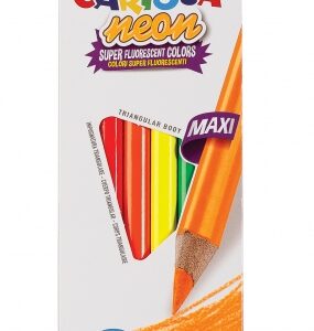 carioca pack de 6 lapices triangulares maxi neon colores fluorescentes escritura blanda aptos para subrayar y resaltar facil agarre y sacar punta mina de Ø 5mm color varios