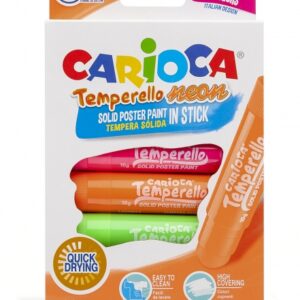 carioca temperello neon pack de 6 temperas solidas colores brillantes y lavables gran cobertura faciles de mezclar sin disolventes acabado satinado secado rapido color varios