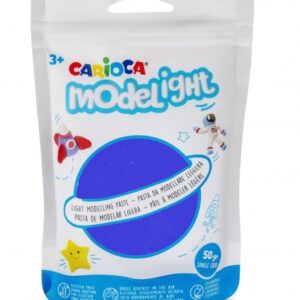 carioca modelight pack de 50gr de masa de modelar super ligera elastica y maleable se seca al aire no ensucia las manos reutilizable con agua color azul