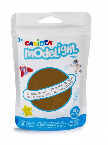 pack carioca modelight 50gr pasta de moldear super ligera elastica maleable se seca al aire no ensucia reutilizable con agua coloreable al secar color marron