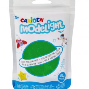 pack carioca modelight pasta de moldear super ligera elastica maleable se seca al aire no ensucia colores brillantes sin gluten reutilizable con agua 50gr color verde
