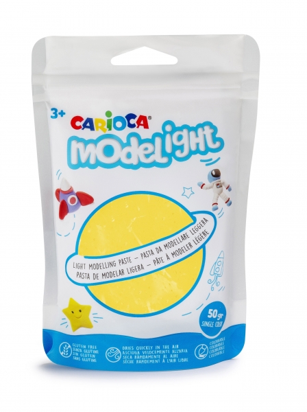 carioca modelight pack de pasta de moldear super ligera elastica y maleable se seca al aire no ensucia las manos colores brillantes y mezclables color amarillo