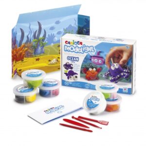 carioca modelight maxiplaybox ocean pack de pasta de moldear super ligera elastica maleable sin gluten se seca al aire incluye herramientas y escenario color varios