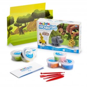 carioca pack modelight maxiplaybox safari pasta de moldear ligera y elastica sin gluten se seca al aire incluye herramientas y tutorial color varios