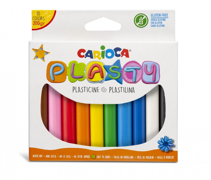 carioca pack de 10 plastilinas facil de usar no se seca reutilizable colores brillantes y mezclables libre de gluten color varios