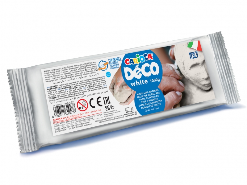 carioca pasta de modelar 1000gr apta para todas las tecnicas de modelaje endurece al aire sin coccion facil de alisar color blanco