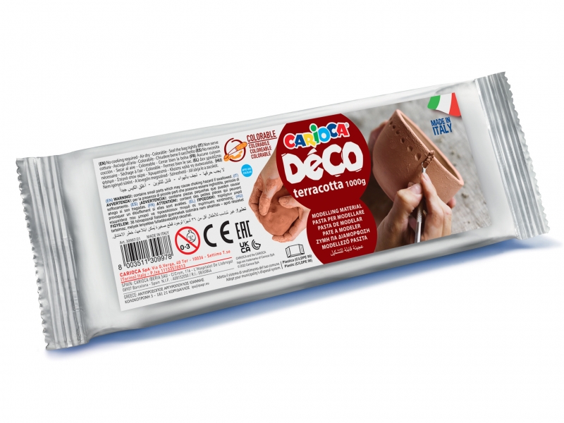 carioca pasta de modelar terracota 1000gr apta para todas las tecnicas de modelaje endurece al aire sin coccion facil de alisar color marron