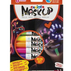 carioca mask up neon pack de 6 colores para la piel en barra neon ideales para fiestas fluorescentes con luz ultravioleta brillantes y lavables 2 tutoriales incluidos colores surtidos