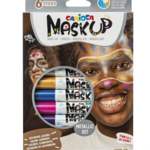 carioca mask up metallic pack de 6 colores metalicos para la piel ideales para fiestas colores brillantes y lavables mezclables 2 tutoriales incluidos colores surtidos