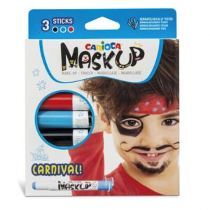 carioca mask up carnival pack de 3 colores para la piel en barra colores brillantes lavables base agua incluye 2 tutoriales paso a paso colores rojo, azul y negro
