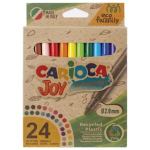 carioca joy pack de 24 rotuladores punta fina eco family tinta superlavable punta fina 2.8mm bloqueada capuchon ventilado color varios