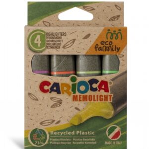 carioca eco family pack de 4 subrayadores colores brillantes tinta a base de agua punta biselada de 5mm color varios