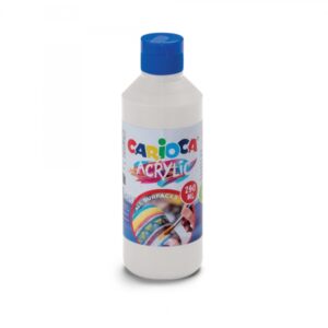 carioca botella de 250ml de tempera acrilica colores brillantes y resistentes a la luz efecto tridimensional apto para todas las superficies color blanco