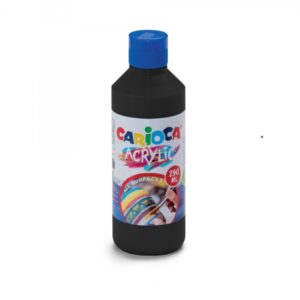 carioca botella de tempera acrilica 250ml colores brillantes resistente a la luz efecto tridimensional apto para todas las superficies color negro