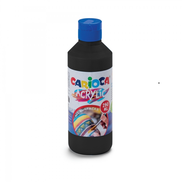 carioca botella de tempera acrilica 250ml colores brillantes resistente a la luz efecto tridimensional apto para todas las superficies color negro