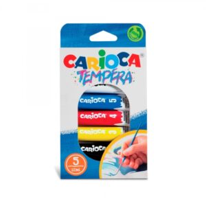 carioca pack de 5 tubitos de tempera de 12ml colores superlavables alto poder cubriente aplicable en materiales porosos colores surtidos