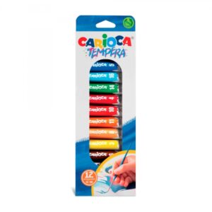 carioca pack de 12 tubitos de tempera 12ml colores superlavables alto poder cubriente aplicable en materiales porosos colores surtidos