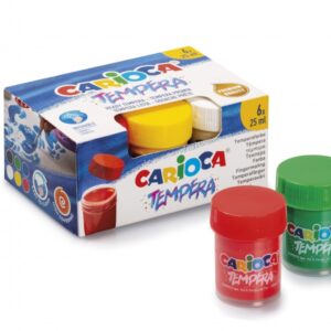 carioca pack de 6 vasitos de tempera colores superlavables alto poder cubriente se aplica en materiales porosos color varios