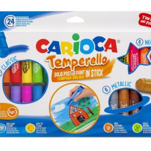 carioca temperello pack de 24 temperas solidas colores brillantes y lavables gran cobertura faciles de mezclar sin disolventes acabado satinado colores surtidos