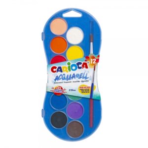 carioca acuarell pack de 12 acuarelas en pastillas de Ø 30mm brillantes facilmente mezclables colores surtidos