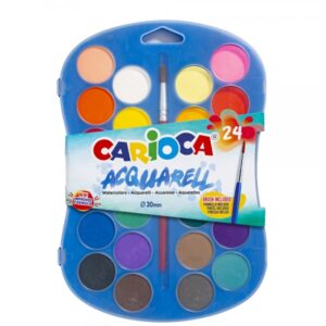 carioca acuarell pack de 24 acuarelas en pastillas de Ø 30mm brillantes facilmente mezclables colores surtidos
