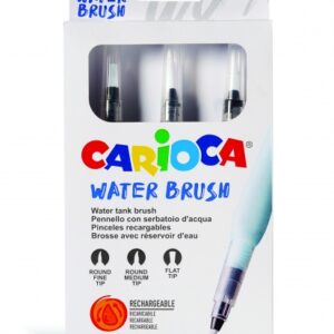 carioca pack de 3 pinceles de agua recargables deposito facil de llenar perfectos para el cole 3 tamaños diferentes color varios