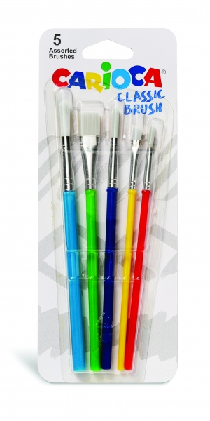 carioca pinceles pack de 5 pinceles nylon cerdas suaves y duraderas perfectos para el cole 5 tamaños diferentes color varios