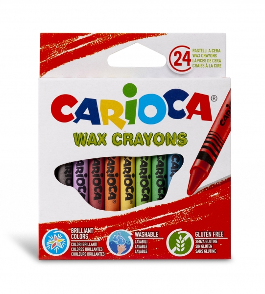 carioca pack de 24 ceras de colores lavables cuerpo de Ø 8mm colores surtidos