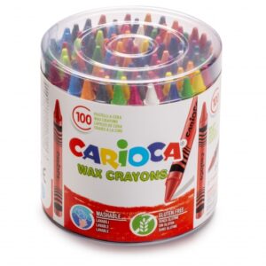 carioca pack de 100 ceras colores brillantes lavables cuerpo de Ø 8mm colores surtidos
