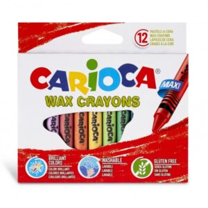 carioca maxi pack de 12 ceras colores brillantes lavables cuerpo de Ø 12mm color varios