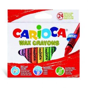 carioca maxi pack de 24 ceras de colores lavables cuerpo de Ø 12mm colores surtidos